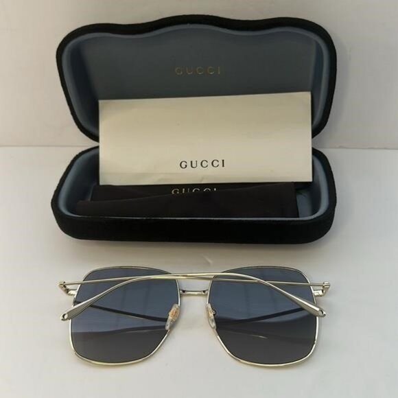 ? - New Authentic GUCCI GG1031S-001 59 Sunglass Woman Metal Gold-Gold-Grey main image 13